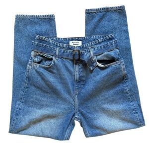 Reformation Cynthia Belted High Rise Straight Jeans